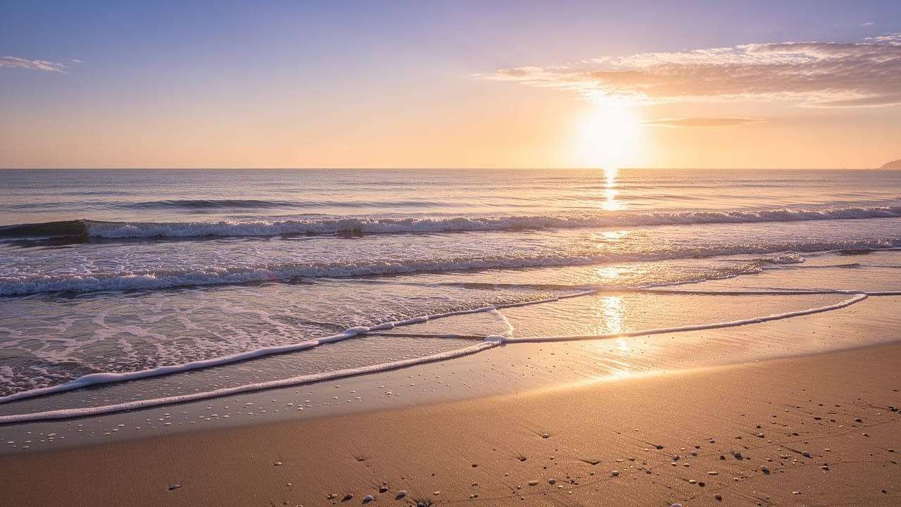Calming beach scene for guided imagery meditation